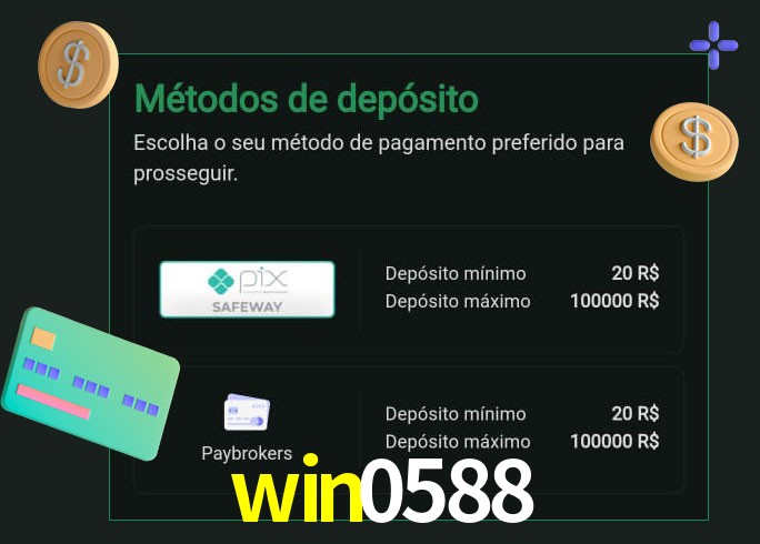 O cassino win0588 oferece uma grande variedade de métodos de pagamento